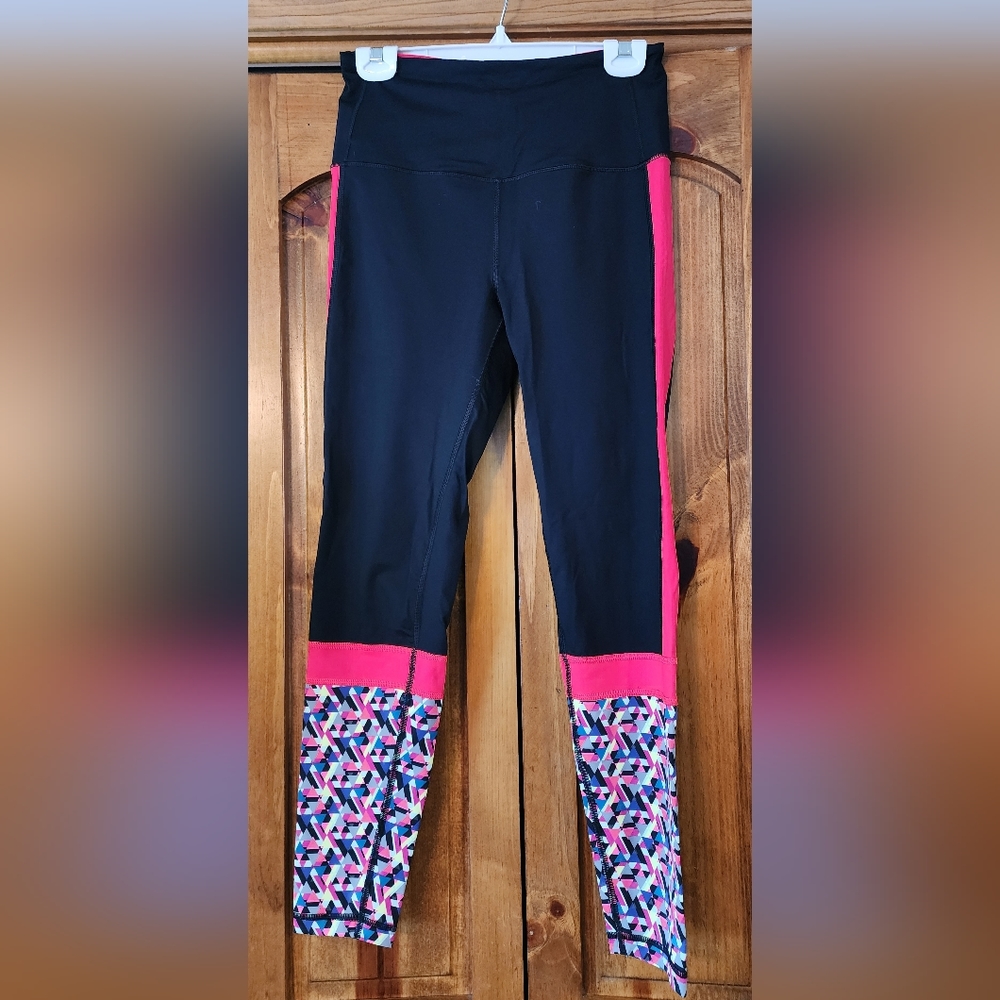 VSX Knockout High Rise Tights/leggings Red/coral & Neon Geometric print